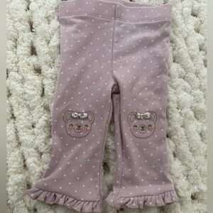 Adorable Pink Polka Dot Baby Pants with Bear Design